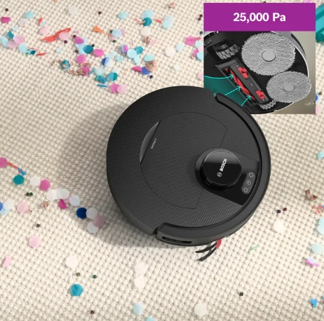 Zmogljivo čiščenje z 25.000 Pa sesalne moči  manj napora.